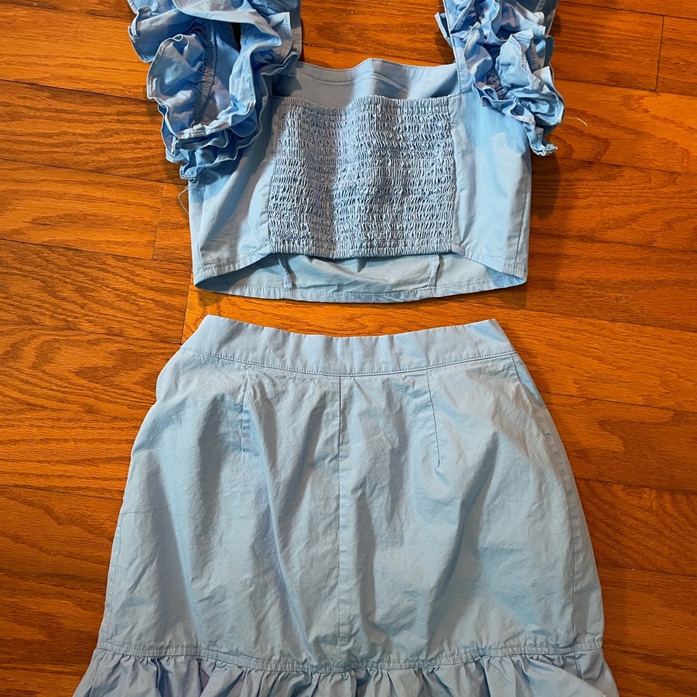 Light Blue Ruffled Two-Piece Set - Picture 2 of 2